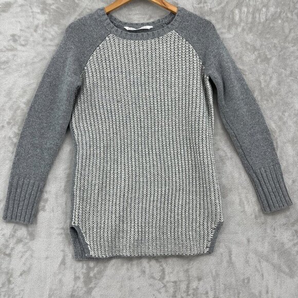 Athleta Sierra Sweater Gray White Wool Cashmere Tunic Chunky Knit - Picture 2 of 10